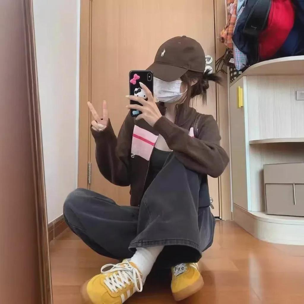 Женские джинсы American Retro 2024 с высокой талией, черные, широкие, с широкими штанинами - Весенний стиль