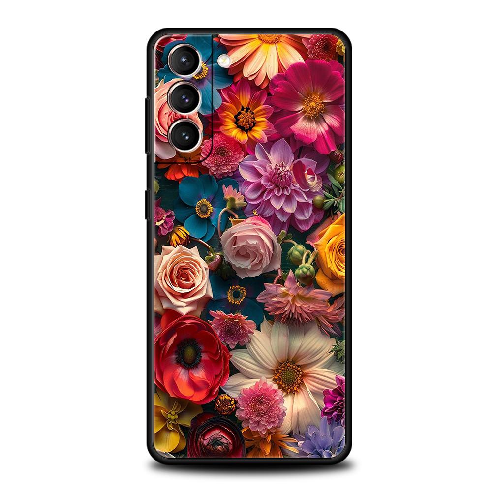 Красочный чехол с цветами для Samsung Galaxy S24 S23 S22 S20 S21 FE Ultra S10 S10E S9 S8 Plus 5G Силиконовый чехол Capas Funda Сумка