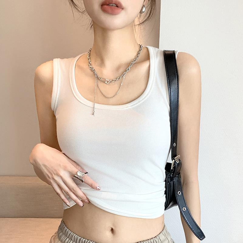 New Small Vest, Suspender, Sleeveless Top Inside, Trendy Spice Girl Short Bottoming Shirt T-shirt for Women's Summer Wear