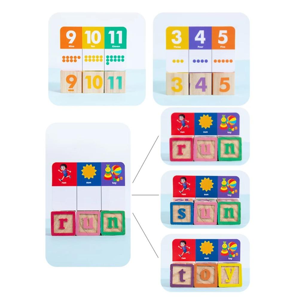 30pcs Children Cartoon Wooden Number Letter Building Blocks Set Montessori Early Educational Learning Toy for Kids Boys Girls