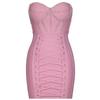 Розовое трикотажное платье без бретелек с люверсами и шнуровкой с открытой спиной и бандажной отделкой