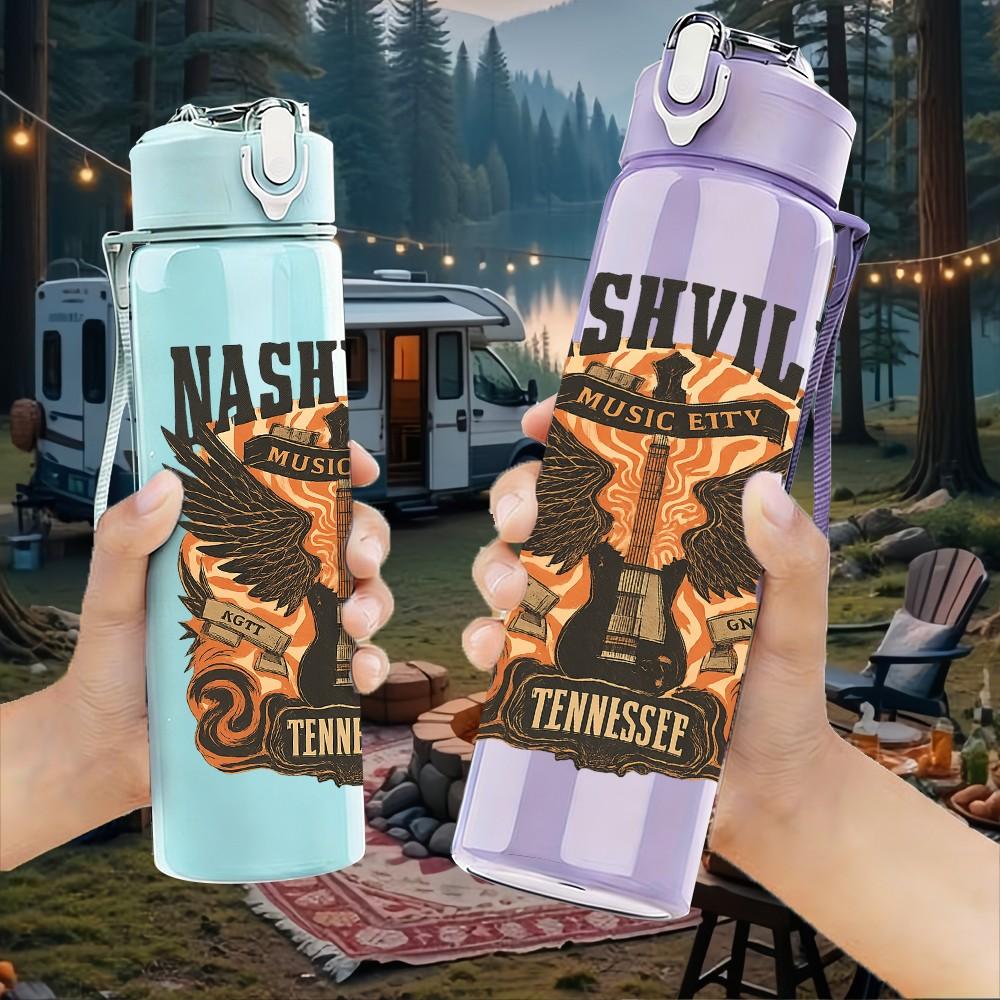 1PC Nashville Eagle Western Graphic 750ml Color Plastic Sports Water Bottle Leakproof Flip Straw Lid Suitable for Sports Office Home Use