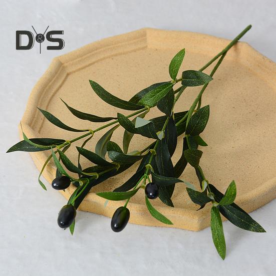 Искусственная ветка оливкового листа со стеблем 4/6 вилка Реалистичные многоразовые искусственные зеленые растения Зелень Домашний стол Центральное украшение Свадебные украшения Реквизит для фотографий