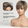 HAIRCUBE Парики спереди на шнуровке Ombre Коричневые человеческие волосы Remy Пепельно-коричневые волосы со стрижкой пикси с челкой Короткий прямой парик для женщин Боб Человеческий парик
