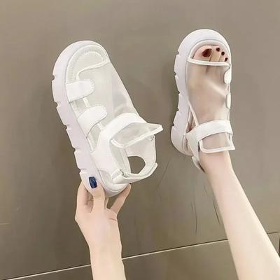 2024 Женские летние новинки 2024 года римские сандалии с толстой подошвой из дышащей пряжи Eugene Mesh Magic Paste