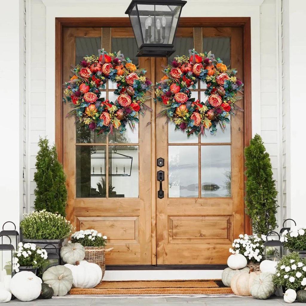 Eye-catching Thanksgiving Day Christmas Wreath Ornament For Home Decoration
