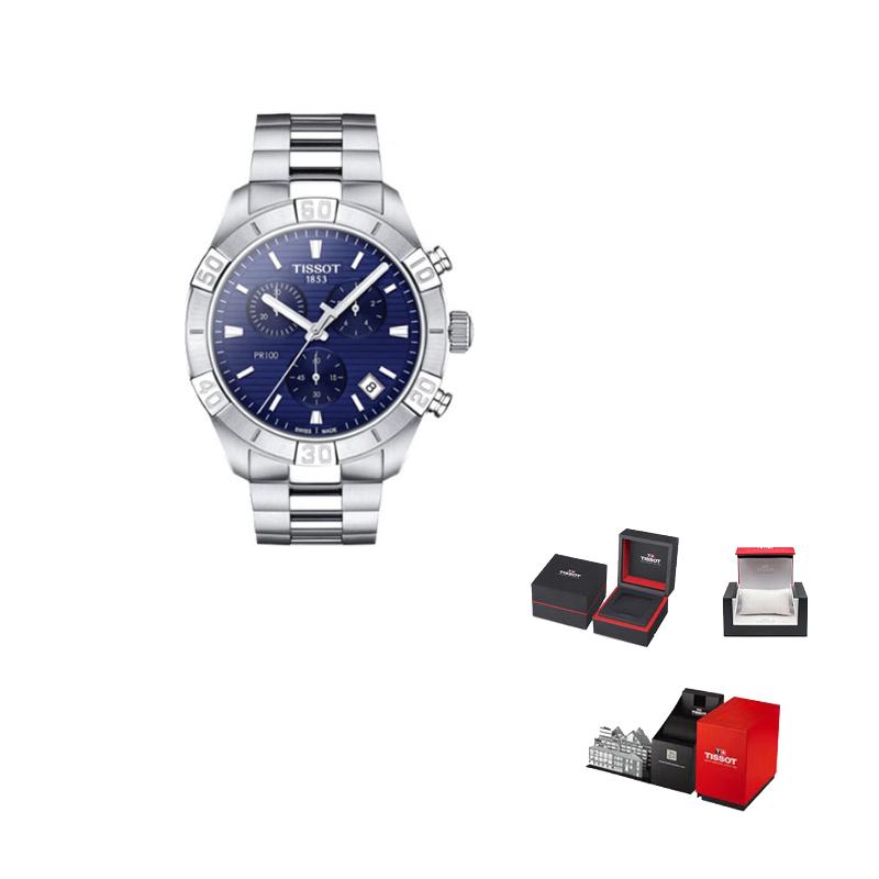 Tissot Коллекция PR100 Мужские кварцевые часы Часы 44 мм Синий циферблат Корпус из нержавеющей стали T101.617.11.041.00