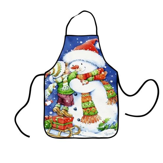 Рождественский фартук Праздничный фартук с принтом для готовки и сервировки Регулируемая шейная лямка Кухонный фартук для готовки, садоводства, официанта
