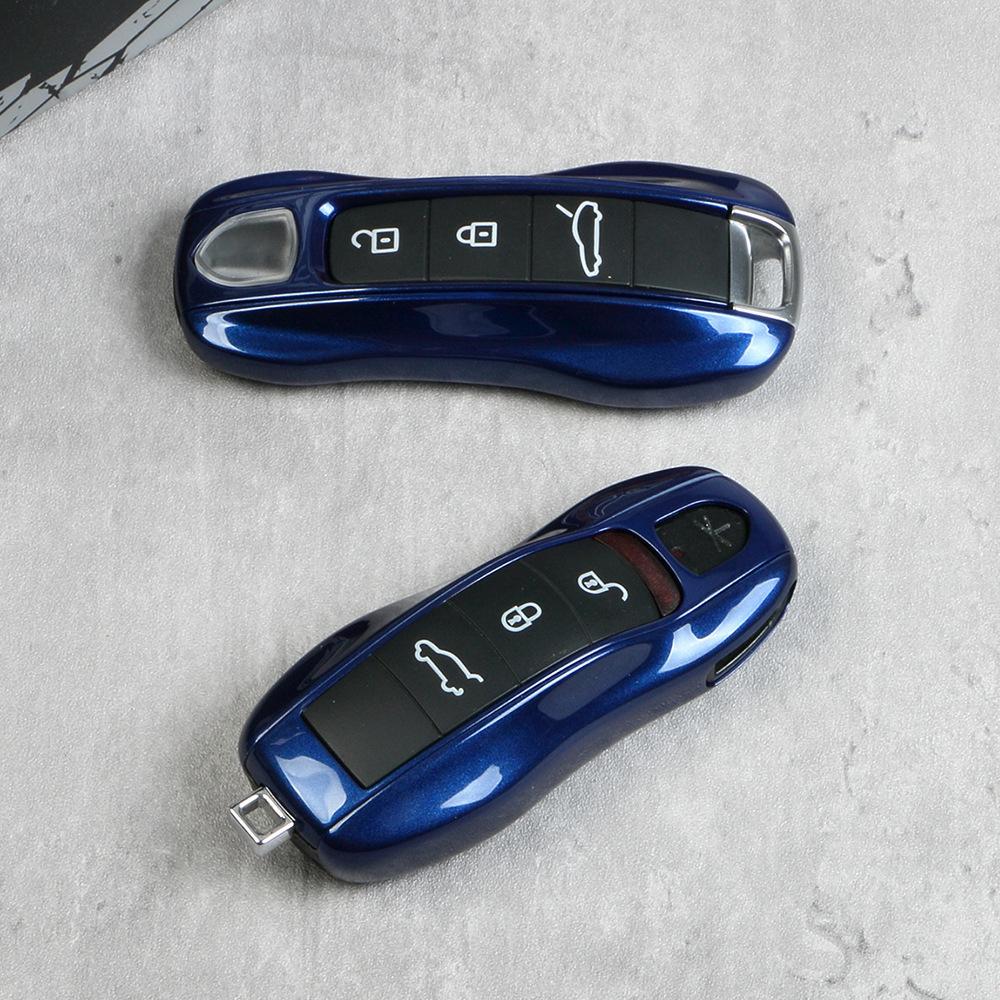 For Porsche Gentian Blue Key Case Cayenne Macan911 Paramela 718/Taycan Blue