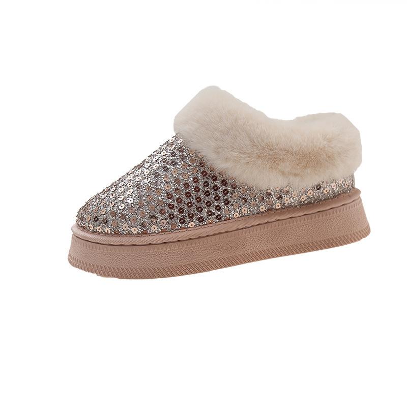 Winter Snow Boots Women's Winter New Velvet Thermal Cotton Shoes Rhinestone Soft-soled Short Boots Large Size Boots Women's Winter