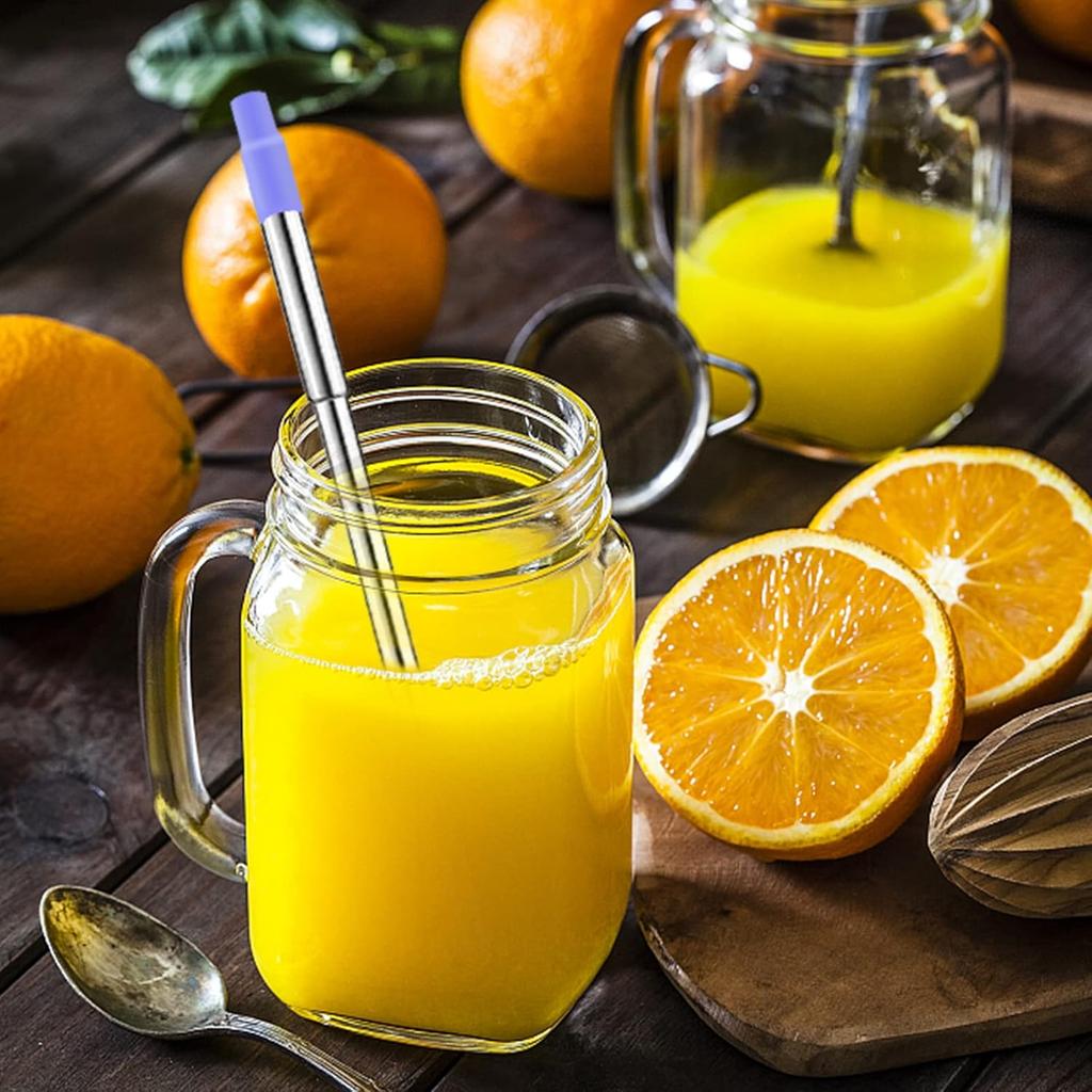 NAIVELY-Reble Metal Straws 3 Pack Collapsible Stainless Steel Straw,travel straw with case and Cleaning Brush,Retractable Portable Pocket