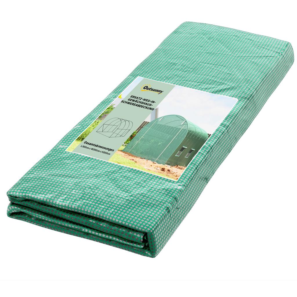 Greenhouse film, 3 x 2 x 2 m, waterproof garden film with UV protection, plastic film without frame, tarpaulin, green