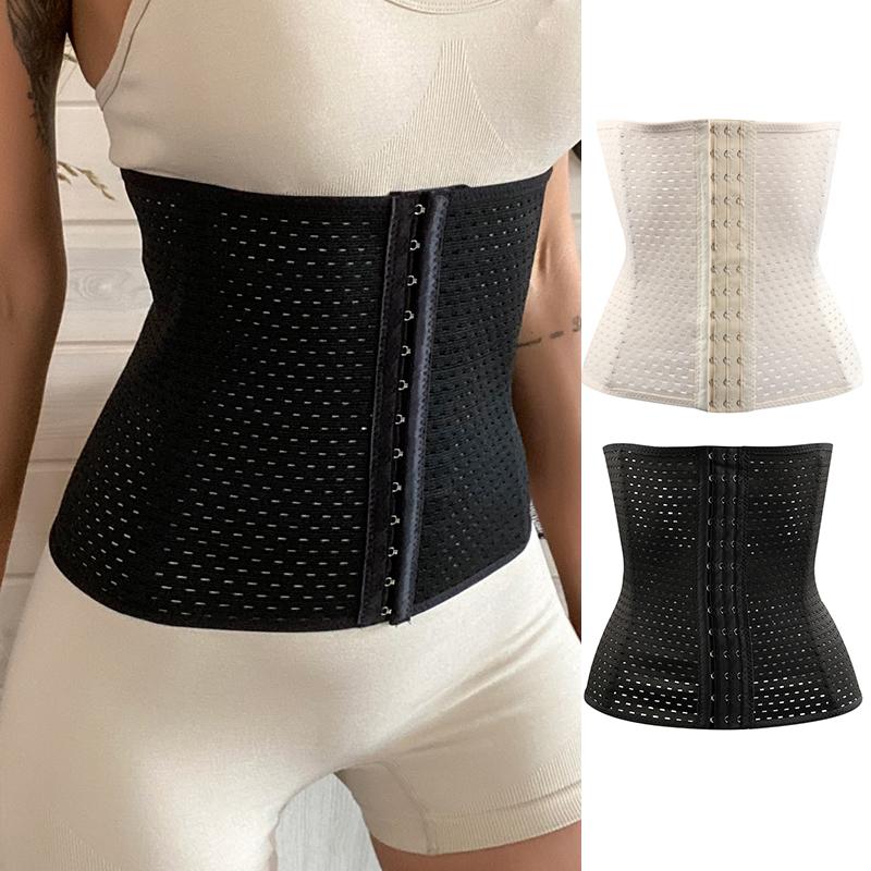 Пояс для живота, женский пояс для талии и живота, дышащий полый пластиковый пояс с тремя рядами пряжек, корректирующая одежда для спорта и коррекции фигуры, пояс для коррекции фигуры