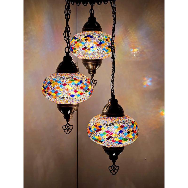 3 шт., турецкая мозаичная лампа, аутентичное освещение, антикварная лампа, потолочный светильник Тиффани, подвесная подвесная лампа, люстра, цветная мозаика, стекло