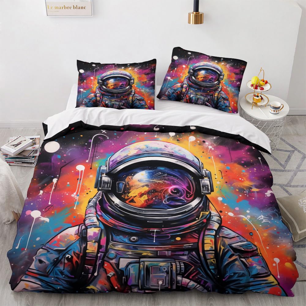 Astronaut Duvet Cover Sets Queen Twin Size Astronaut Bedding Sets For Kids Boys Girls 3 Pieces 1 Comforter Cover 2 Pillowcases