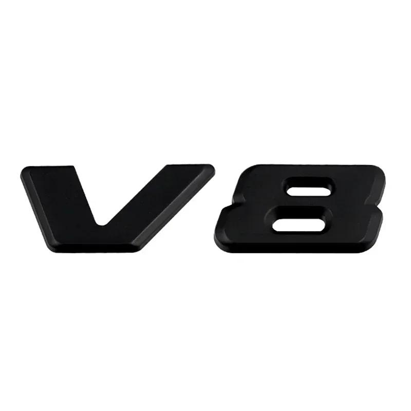 FCUI6 3D Chrome Black V8 Logo Letters Car Fender Emblem Badge Sticker For Mercedes Benz AMG GL ML SL 500 220 C63 S500 V8 Accessories