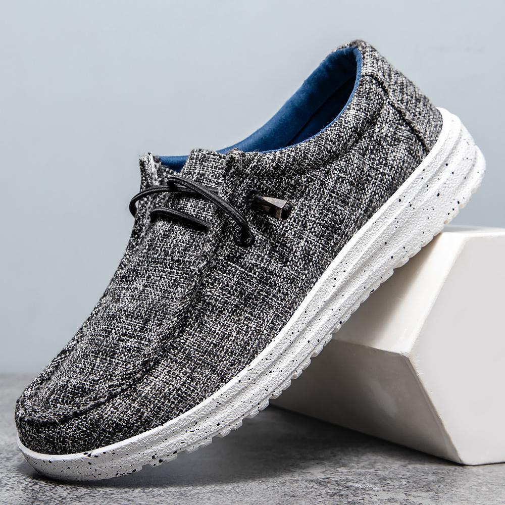 Дышащие парусиновые кроссовки без шнуровки для мужчин — нескользящая обувь для весны и лета