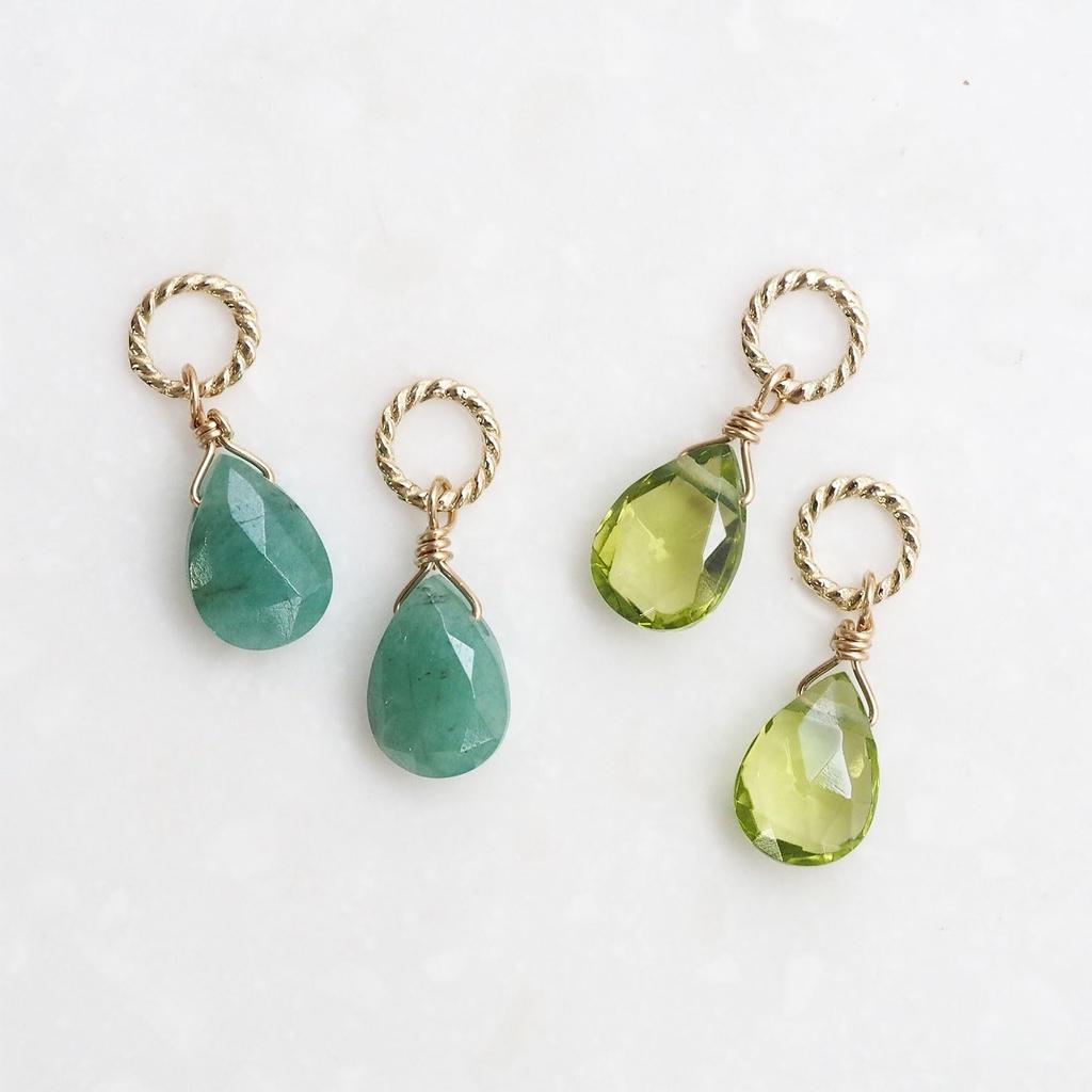 K10 Серьга-подвеска из натурального камня сменная [SOI] Шарм, Шарм, Топ, (Перидот)