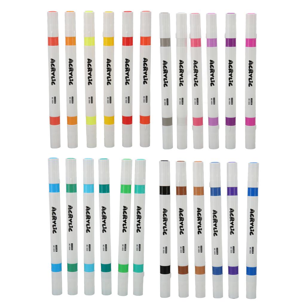 Dual Tip Marker Pen 24 Colors Quick Drying Waterproof Professional Marker Pens Acrylic Marker for DI