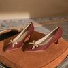 6102 Burgundy Wedding Shoes Fashion High Heels Show Clothes Pointed Thin Heels New Red Chinese Women's Single Shoes