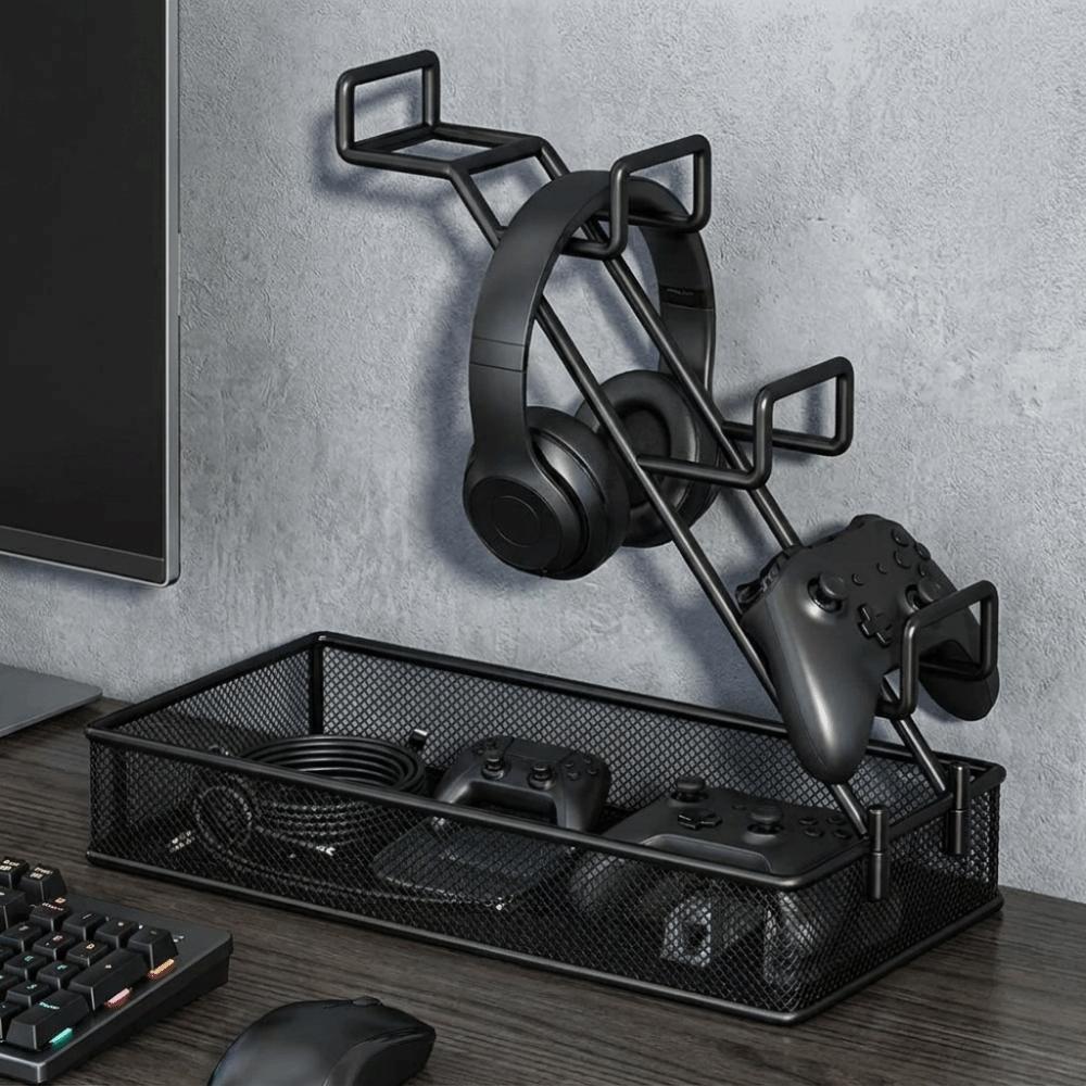 Multi-Tier Gamepad Storage Rack Iron Game Controller Organizer Headphone Hanger Gamer Gift