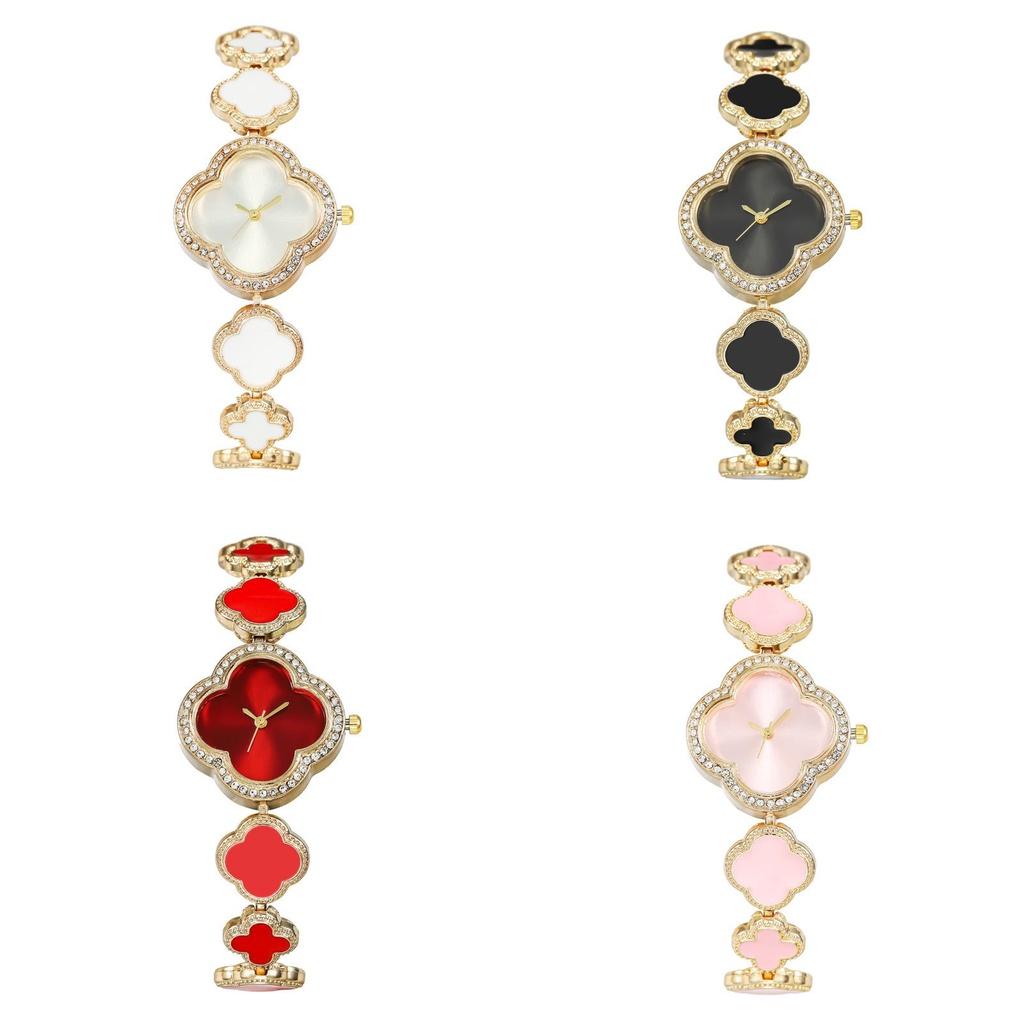 Модные часы-браслет с лепестками и клевером для женщин, кварцевые, оптом от производителя