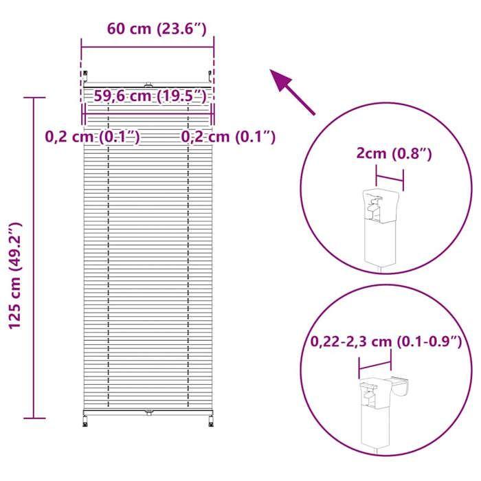 VidaXL Store Plissé Blanc 60x125cm Occultant Tamisant Fenêtre Stores Vénitiens 240594