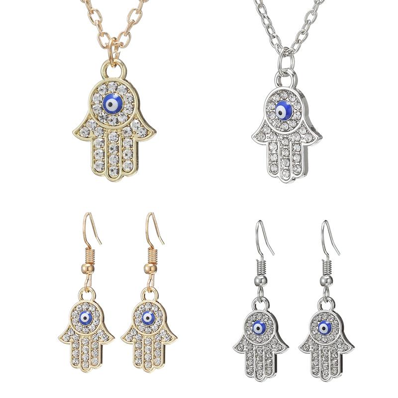 Модные турецкие ожерелья с кристаллами Хамса и Фатимы для женщин и мужчин, кулон от сглаза, золотая длинная цепочка на ключицы, счастливые ювелирные изделия