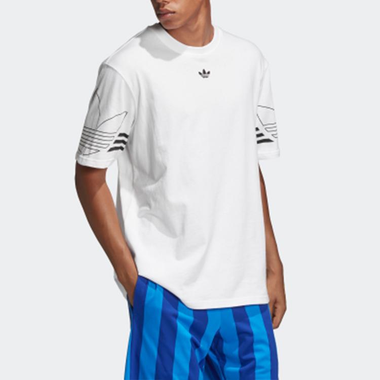 adidas Оригинальная футболка с изображением трилистника, футболка с круглым вырезом и короткими рукавами, мужские топы, белые DU8536