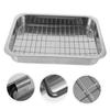 GRIRIW Противень из нержавеющей стали с решеткой, Набор противней для духовки, Прямоугольная кухонная форма, Многофункциональная посуда для духовки для тостера, выпечки и сервировки
