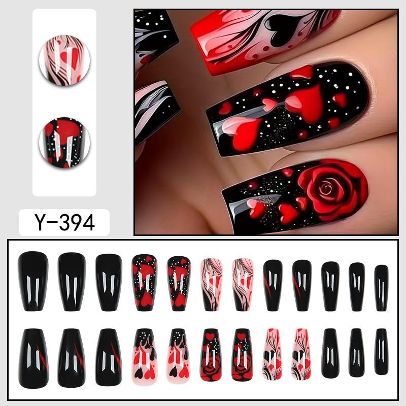 Short Press-On Nails Set With Floral Design Minimalist False Women Wearable Nail Tips In Multiple Colors