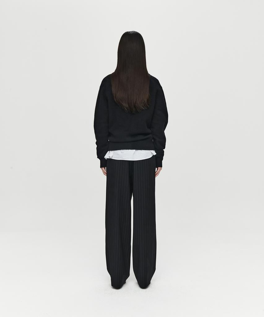 Hoite Wool Double Pleated Wide Pants (Black)