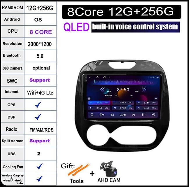 9 дюймов Для Renault Kaptur Captur 2016 2017 2018 2019 Android 14 Автомагнитола Мультимедийный GPS-плеер Стерео Carplay WIFI BT