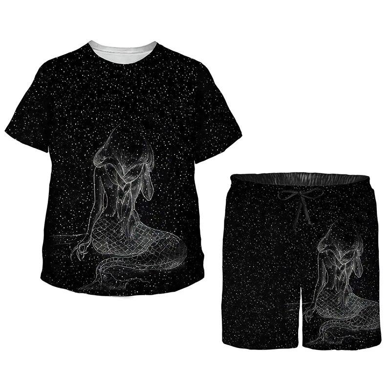 Летний комплект для детей, милый топ с короткими рукавами и шортами с принтом «Кейт», черный спортивный костюм, кавайные пижамы с героями мультфильмов для мальчиков и девочек