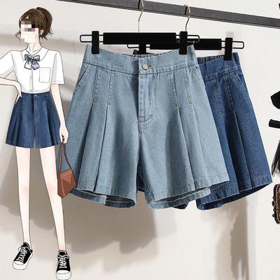 Женские летние шорты больших размеров из свежего денима, студенческие свободные брюки с высокой талией и широкими штанинами, потертые