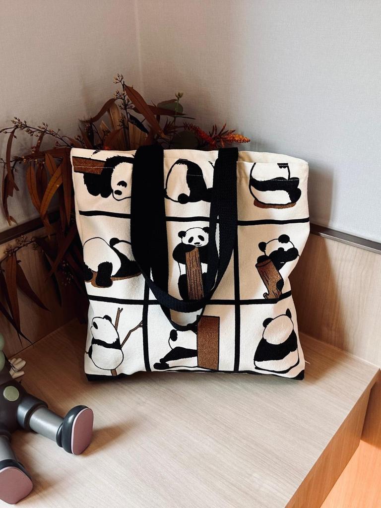 Холщовая сумка-тоут большой вместимости Panda для студентов и профессионалов