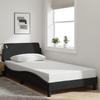 VidaXL Bed Frames with Headboard, Upholstered Bed with Slatted Base, Single Bed with Feet for Bedroom, Black 373127