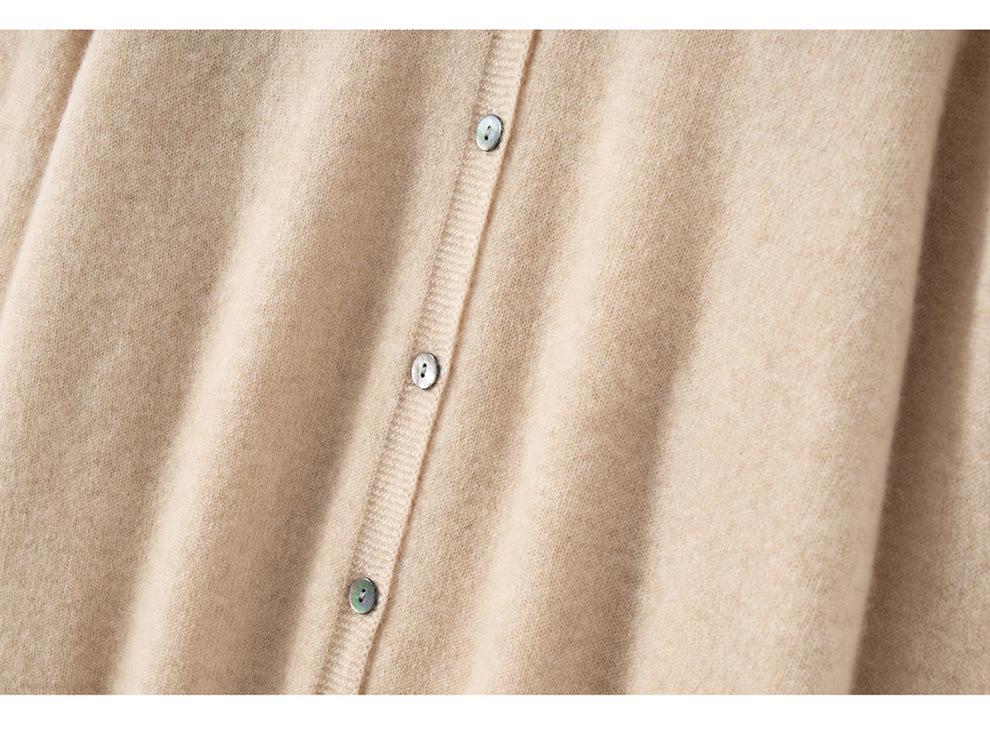 Women's 100% Pure Cashmere Round Neck Cardigan – Autumn/Winter Age-Reducing Knitwear