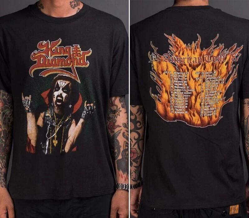 Винтаж 1987 King Diamond Североамериканский Тур 2 Стороны Унисекс Футболка Классический Стиль Унисекс Футболка