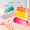 Новая градиентная цветная силиконовая сумка для хранения, портативный органайзер для кистей для макияжа, студенческая сумка для хранения канцелярских принадлежностей, пенал