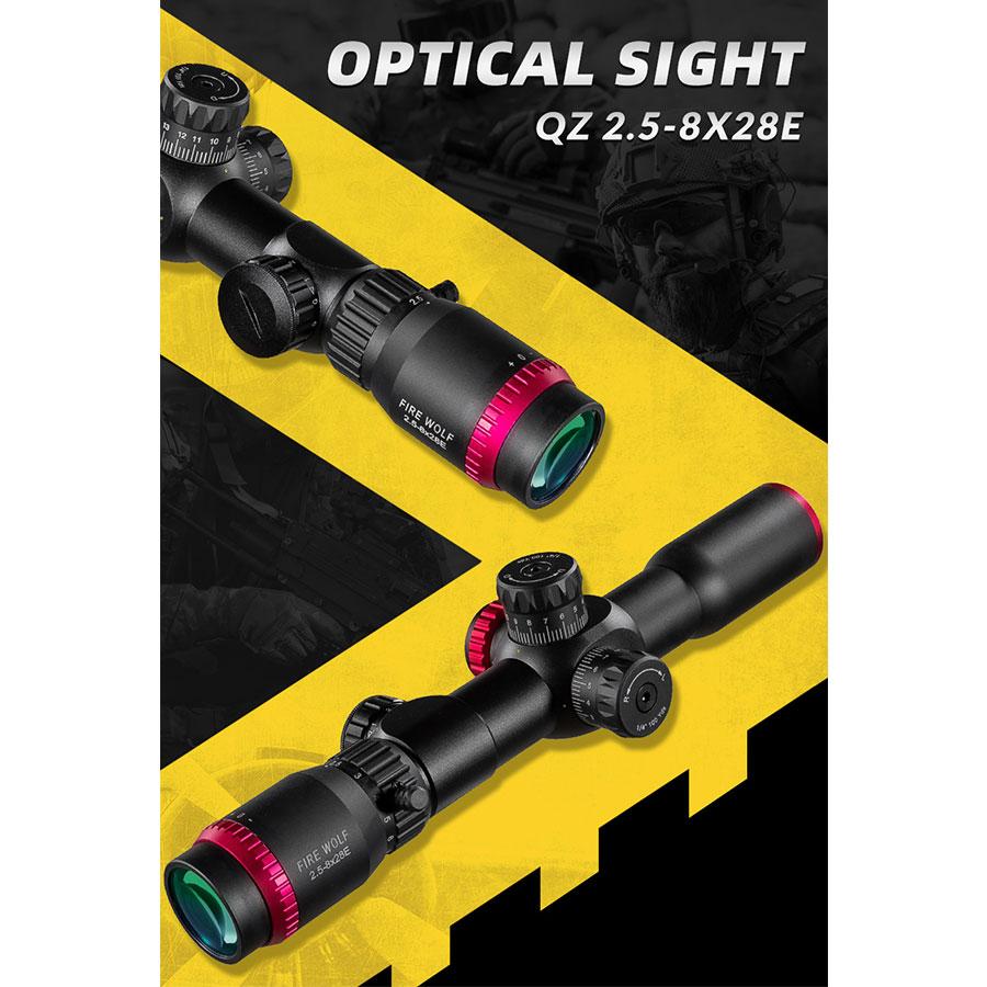 FIRE WOLF 2,5-8X28 FFP охотничий прицел двойной крест красный и зеленый фокусирующий тактический оптический прицел