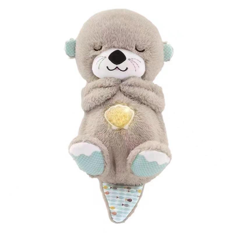 New Breathing Otter Plush Toy with Music & Light, Soft Cuddly Stuffed Animal, Soothing Companion for Kids, Cute Gift for Girls