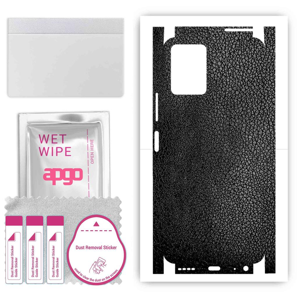 apgo Protective Skin Sticker for the Back+sides Compatible with VIvo Y21e, Full Wrap Film, Foil, Vinyl - Pattern Black Leather