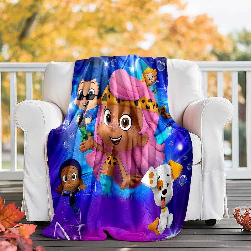 1pc Bubble guppies1 Theme Blanket - Digital Print, Polyester, Cozy for All Seasons, Perfect for Outdoor, and Travel