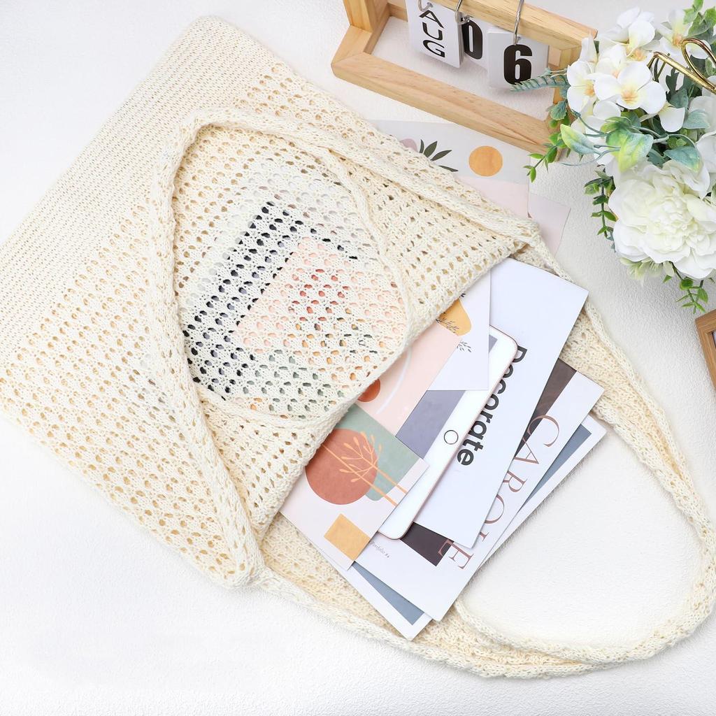 Легкие и эстетичные женские летние вязаные крючком сумки-тоут — идеально подходят для пляжа, шопинга и вечеринок