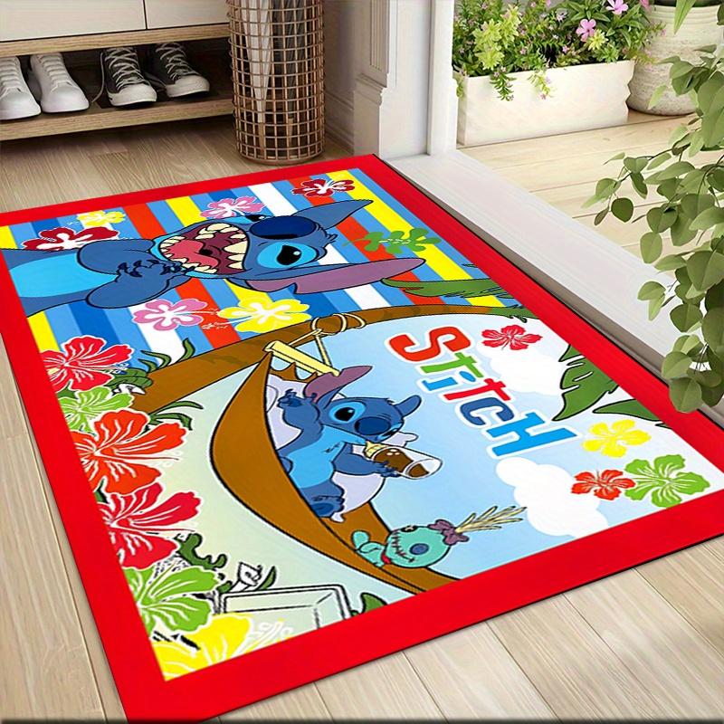 1pc Stitch Cartoon Carpet, 100% Polyester, Non-slip, Machine Washable, Waterproof, Outdoor Yard and Garden Decor, Home and Bedroom Decorative
