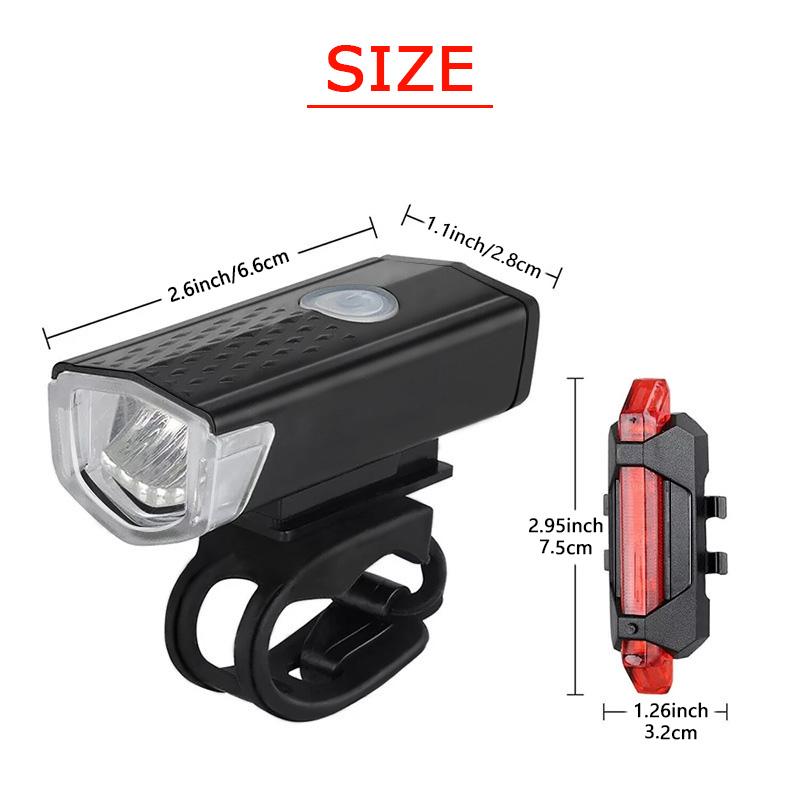 2pcs Bike Bicycle Light USB LED Rechargeable Set MTB Road Bike Front Back Headlight Lamp Flashlight Cycling Light Cycling Acces