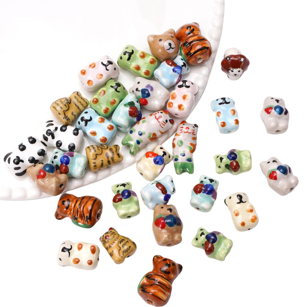 Керамические расписанные вручную бусины для милых животных-подвесок для браслетов, ожерелий и ювелирных изделий своими руками
