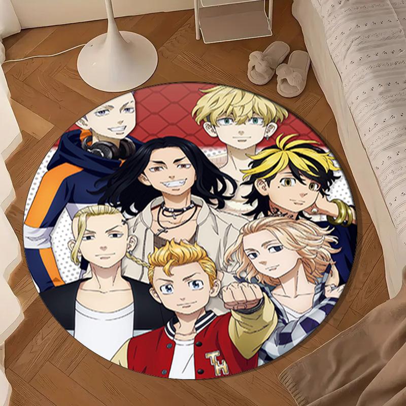 Tokyo anime Round Rug for Livingroom,Bedroom, Palyroom, Chair Rug, Area rug, Circle Carpet, Large Size Fan Christmas gift