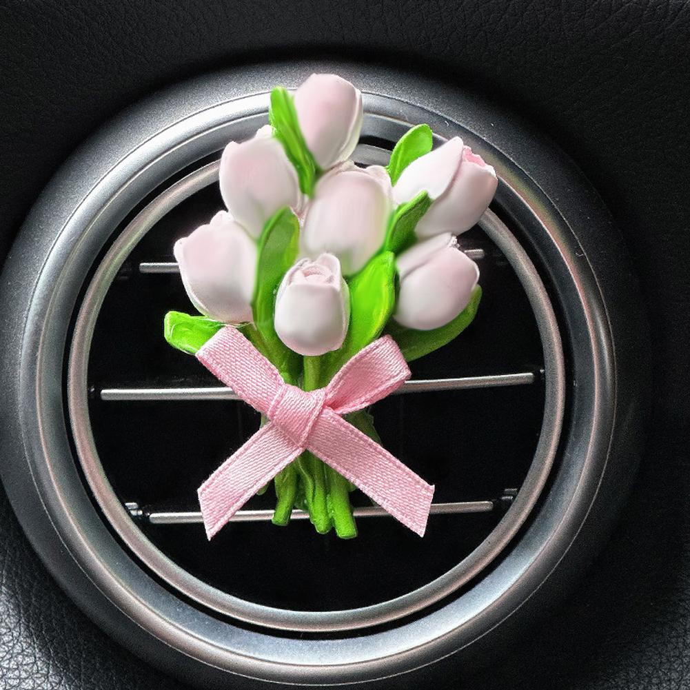 Автомобильный ароматизатор-клипса для вентиляционного отверстия, кондиционер, ароматерапия, освежитель с милым дизайном в виде цветка тюльпана